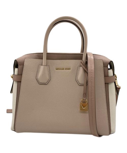 MICHAEL KORS（マイケル・コース）MICHAEL KORS (マイケルコース) 2WAYショルダーバッグ ホワイト×ピンクの古着・服飾アイテム