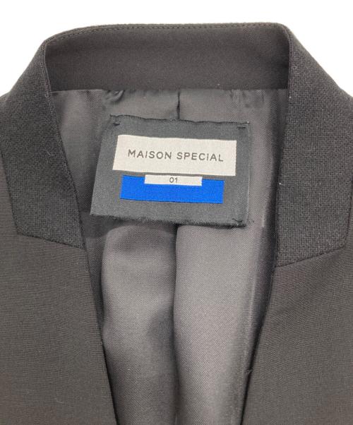 MAISON SPECIAL（メゾンスペシャル）MAISON SPECIAL (メゾンスペシャル) ウールプライムオーバーショルダーパッドノーカラージャケット ブラック サイズ:Mの古着・服飾アイテム