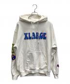 X-LARGEエクストララージ）の古着「FLOWER PULLOVER HOODED SWEAT」｜ホワイト