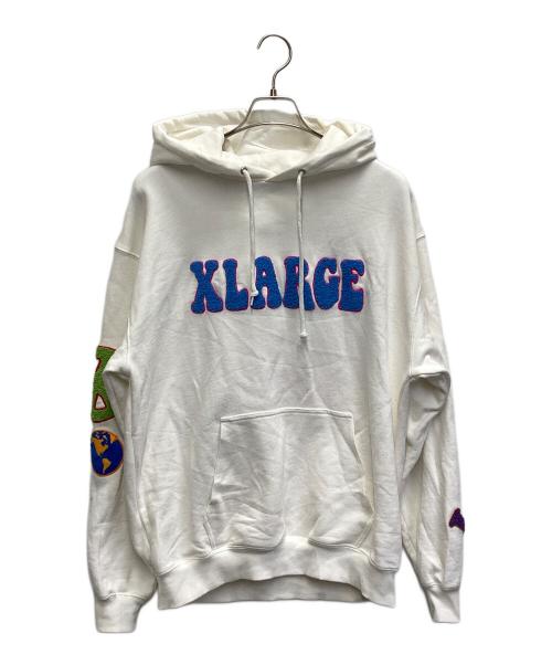 X-LARGE（エクストララージ）X-LARGE (エクストララージ) FLOWER PULLOVER HOODED SWEAT ホワイト サイズ:Mの古着・服飾アイテム