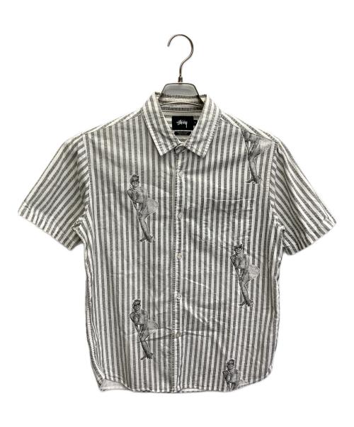 stussy（ステューシー）stussy (ステューシー) 15SS Pin Up Stripe S/S Shirt グレー サイズ:Sの古着・服飾アイテム