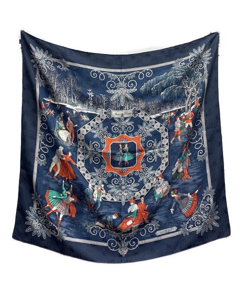 HERMES（エルメス）HERMES (エルメス) Joies d’ Hiver(冬の愉しみ)　カレ90 ネイビーの古着・服飾アイテム