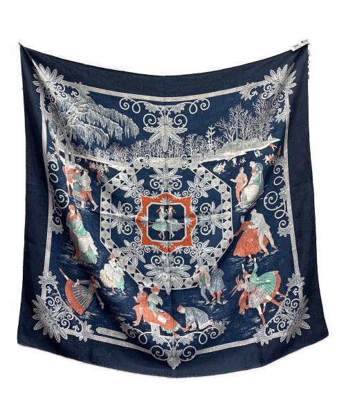HERMES（エルメス）HERMES (エルメス) Joies d’ Hiver(冬の愉しみ)　カレ90 ネイビーの古着・服飾アイテム