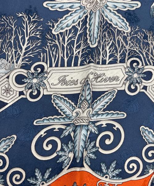 HERMES（エルメス）HERMES (エルメス) Joies d’ Hiver(冬の愉しみ)　カレ90 ネイビーの古着・服飾アイテム