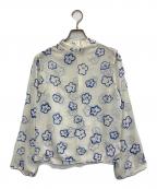 POPPYポピー）の古着「FLOWER GRAFFITI SEE-THROUGH TOPS」｜ブルー×アイボリー