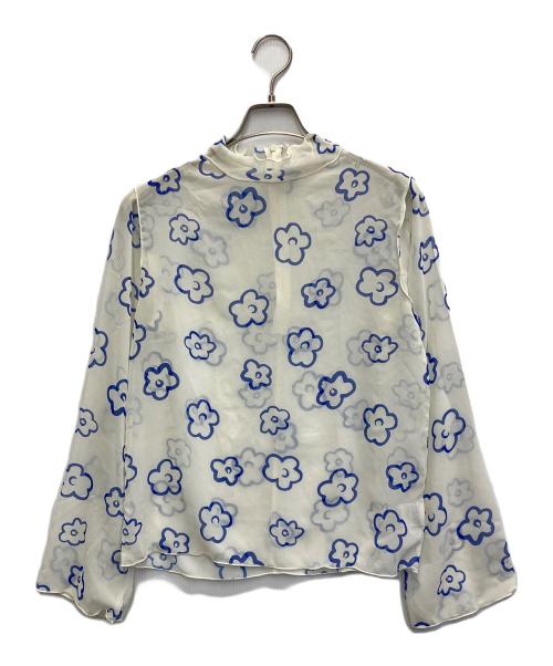 POPPY（ポピー）POPPY (ポピー) FLOWER GRAFFITI SEE-THROUGH TOPS ブルー×アイボリー サイズ:Freeの古着・服飾アイテム
