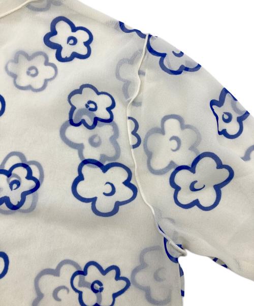 POPPY（ポピー）POPPY (ポピー) FLOWER GRAFFITI SEE-THROUGH TOPS ブルー×アイボリー サイズ:Freeの古着・服飾アイテム