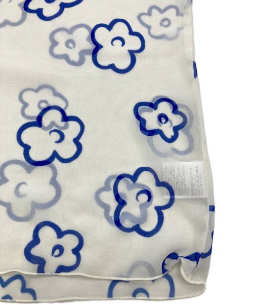 POPPY（ポピー）POPPY (ポピー) FLOWER GRAFFITI SEE-THROUGH TOPS ブルー×アイボリー サイズ:Freeの古着・服飾アイテム