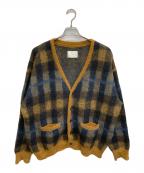 steinシュタイン）の古着「KID MOHAIR CARDIGAN(CHECK)」｜ブラウン×ネイビー