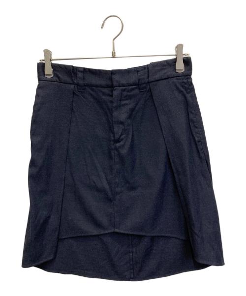MM6 Maison Margiela（エムエムシックスメゾンマルジェラ）MM6 Maison Margiela (エムエムシックスメゾンマルジェラ) ウールレーヨンミニスカート ネイビー サイズ:40の古着・服飾アイテム