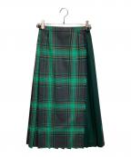 O'NEIL OF DUBLINオニールオブダブリン）の古着「サイドベルトロングチェックスカート」｜グリーン