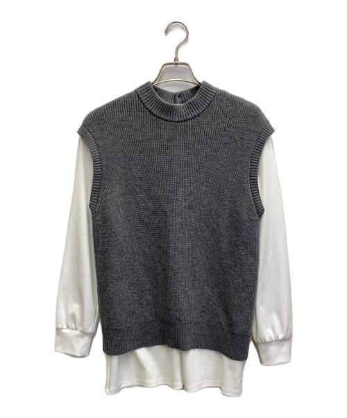 BLUE LABEL CRESTBRIDGE（ブルーレーベルクレストブリッジ）BLUE LABEL CRESTBRIDGE (ブルーレーベルクレストブリッジ) ベストニットブラウス グレー サイズ:38の古着・服飾アイテム