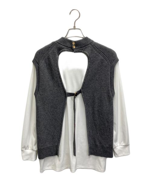 BLUE LABEL CRESTBRIDGE（ブルーレーベルクレストブリッジ）BLUE LABEL CRESTBRIDGE (ブルーレーベルクレストブリッジ) ベストニットブラウス グレー サイズ:38の古着・服飾アイテム