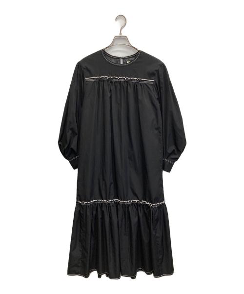 RAY BEAMS（レイ ビームス）RAY BEAMS (レイ ビームス) 配色ステッチ ギャザー ワンピース ブラック サイズ:FREE 未使用品の古着・服飾アイテム