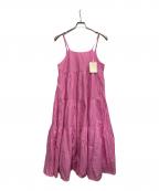 Sea Room lynnシールームリン）の古着「Cotton Voile ティアードキャミドレス」｜ピンク