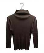 PLEATS PLEASEプリーツプリーズ）の古着「プリーツ加工 ボトルネック カットソー」｜ブラウン