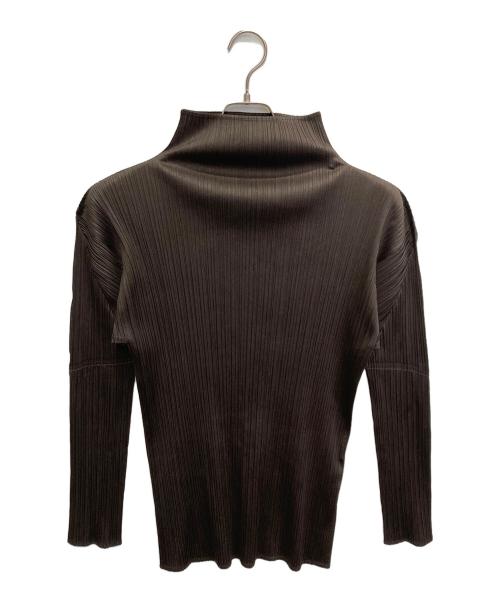 PLEATS PLEASE（プリーツプリーズ）PLEATS PLEASE (プリーツプリーズ) プリーツ加工 ボトルネック カットソー ブラウン サイズ:3の古着・服飾アイテム