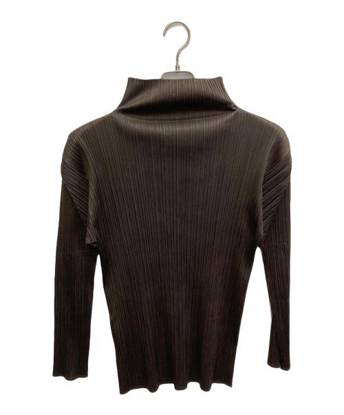 PLEATS PLEASE（プリーツプリーズ）PLEATS PLEASE (プリーツプリーズ) プリーツ加工 ボトルネック カットソー ブラウン サイズ:3の古着・服飾アイテム