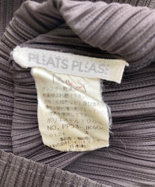 PLEATS PLEASE（プリーツプリーズ）PLEATS PLEASE (プリーツプリーズ) プリーツ加工 ボトルネック カットソー ブラウン サイズ:3の古着・服飾アイテム