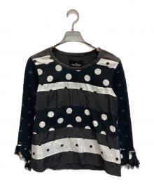 tricot COMME des GARCONS（トリココムデギャルソン）の古着「ニット切替ドットカットソー 【AD2002】」｜ブラック
