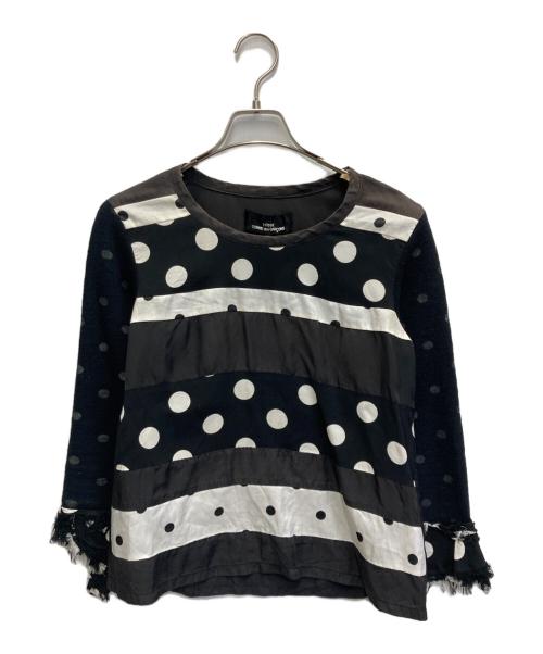 tricot COMME des GARCONS（トリココムデギャルソン）tricot COMME des GARCONS (トリココムデギャルソン) ニット切替ドットカットソー 【AD2002】 ブラック サイズ:Mの古着・服飾アイテム