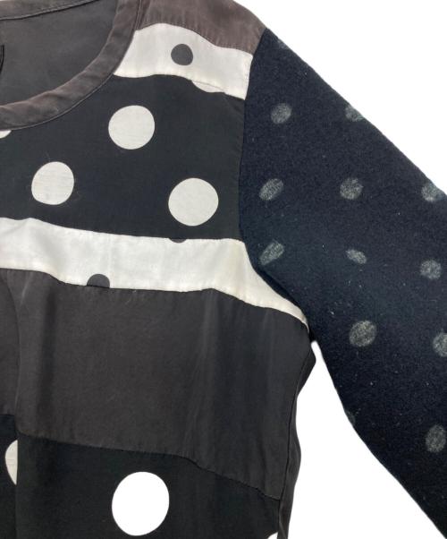 tricot COMME des GARCONS（トリココムデギャルソン）tricot COMME des GARCONS (トリココムデギャルソン) ニット切替ドットカットソー 【AD2002】 ブラック サイズ:Mの古着・服飾アイテム