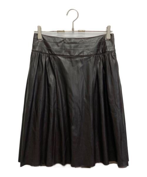 FOXEY NEWYORK（フォクシーニューヨーク）FOXEY NEWYORK (フォクシーニューヨーク) フェイクレザースカート ブラウン サイズ:40の古着・服飾アイテム