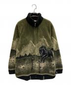 BLACK DIAMONDブラックダイヤモンド）の古着「馬柄ボアジャケット」｜グリーン