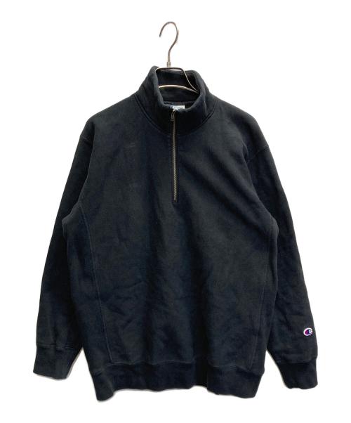 Champion REVERSE WEAVE（チャンピオン リバース ウィーブ）Champion REVERSE WEAVE (チャンピオン リバース ウィーブ) URBAN RESEARCH (アーバンリサーチ) 11.5OZ HALF ZIP SWEAT ブラック サイズ:SMALLの古着・服飾アイテム