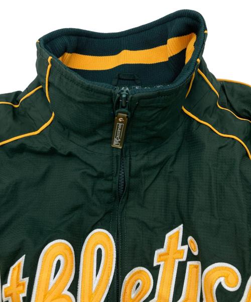 Majestic（マジェスティック）Majestic (マジェスティック) AUTHENTIC (オーセンティック) MLB アスレチックス ブルゾン グリーン サイズ:Ｌの古着・服飾アイテム