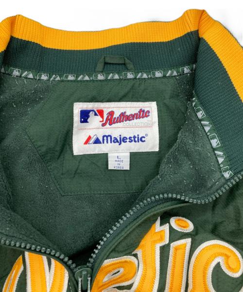 Majestic（マジェスティック）Majestic (マジェスティック) AUTHENTIC (オーセンティック) MLB アスレチックス ブルゾン グリーン サイズ:Ｌの古着・服飾アイテム