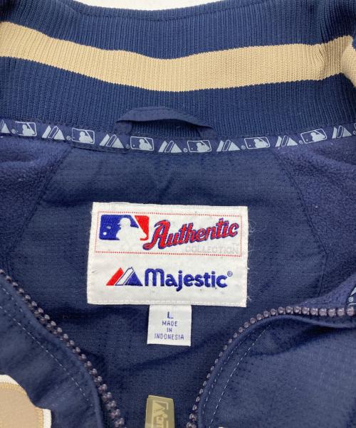 AUTHENTICS（オーセンティクス）AUTHENTICS (オーセンティクス) Majestic (マジェスティック) MLB SAN DIEGOジャケット ネイビー×ベージュ サイズ:Lの古着・服飾アイテム