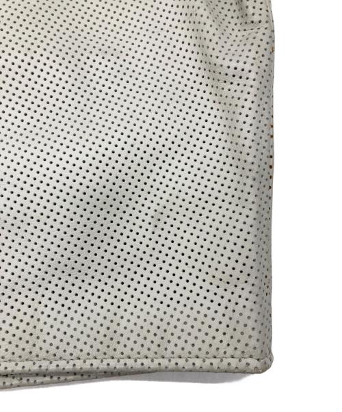 VANSON（バンソン）VANSON (バンソン) パンチングレザーショートスリーブジャケット グレー×ブラック サイズ:SMの古着・服飾アイテム