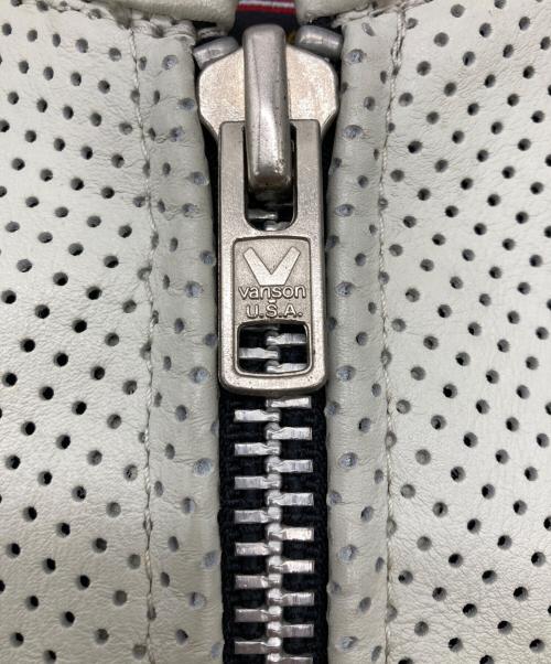 VANSON（バンソン）VANSON (バンソン) パンチングレザーショートスリーブジャケット グレー×ブラック サイズ:SMの古着・服飾アイテム