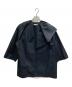 yori（ヨリ）の古着「ノーカラー ツイルフレアハーフコート」｜ネイビー