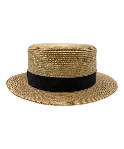 田中帽子店（タナカボウシテン）田中帽子店 (タナカボウシテン) ストローハット ベージュ サイズ:58.5ｃｍの古着・服飾アイテム