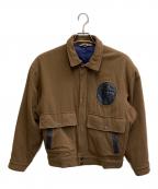 PIA SPORTSピア スポーツ）の古着「レザーパッチウールジャケット」｜ブラウン