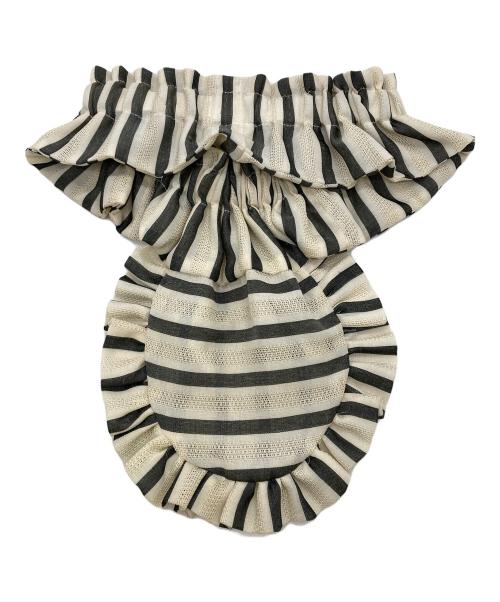 HOUGA MOE ISHIDA（モエ イシダ）HOUGA MOE ISHIDA (モエ イシダ) フリルストライプトップス アイボリーの古着・服飾アイテム