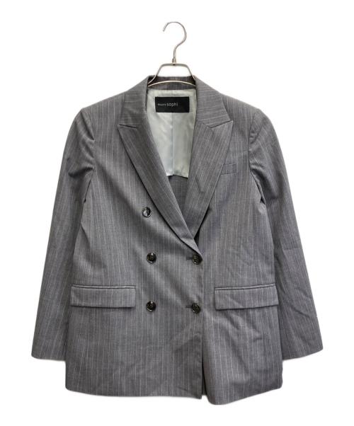NOLLEY'S sophi（ノーリーズソフィー）NOLLEY'S sophi (ノーリーズソフィー) ストライプギャバダブルジャケット グレー サイズ:Mの古着・服飾アイテム