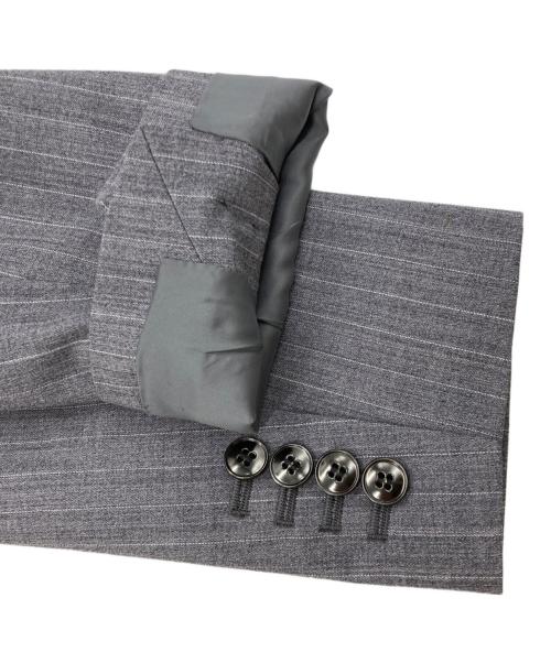 NOLLEY'S sophi（ノーリーズソフィー）NOLLEY'S sophi (ノーリーズソフィー) ストライプギャバダブルジャケット グレー サイズ:Mの古着・服飾アイテム