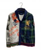 POLO RALPH LAURENポロ・ラルフローレン）の古着「ラグビーカーディガン」｜グリーン×グレー