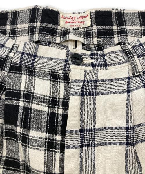 kamikazeattack（カミカゼアタック）kamikazeattack (カミカゼアタック) チェックパンツ ブラック×ホワイト サイズ:XLの古着・服飾アイテム