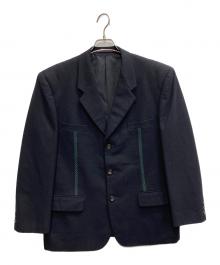 COMME des GARCONS HOMME（コムデギャルソン オム）の古着「フロント刺繍 3Bウールジャケット【AD1990・田中オム】」｜ブラック