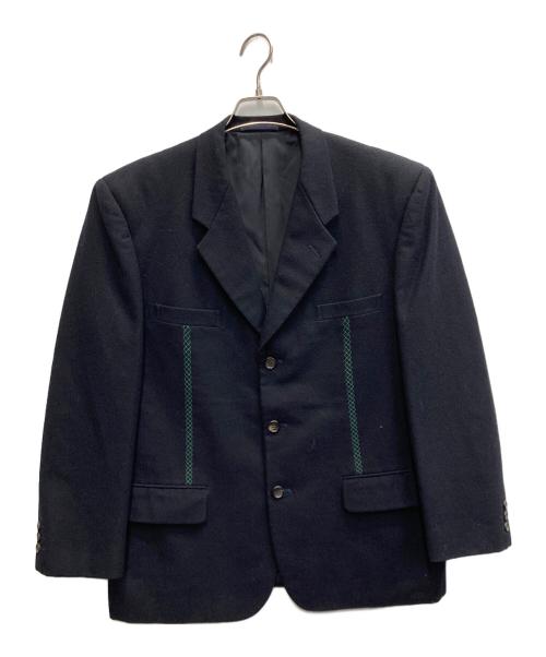 COMME des GARCONS HOMME（コムデギャルソン オム）COMME des GARCONS HOMME (コムデギャルソン オム) フロント刺繍 3Bウールジャケット【AD1990・田中オム】 ブラック サイズ:Mの古着・服飾アイテム