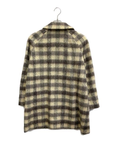 Aquascutum（アクアスキュータム）Aquascutum (アクアスキュータム) Tartan Wool Coat グレー×ベージュ サイズ:9Fの古着・服飾アイテム