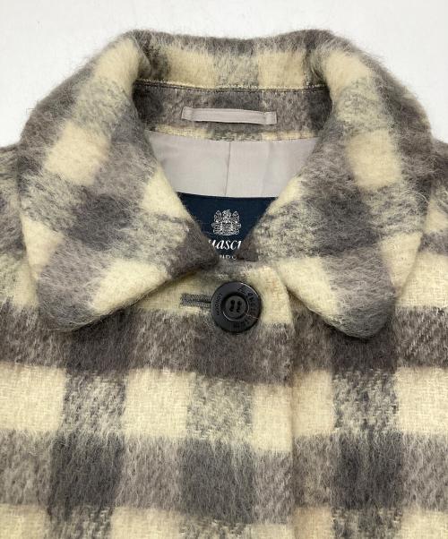 Aquascutum（アクアスキュータム）Aquascutum (アクアスキュータム) Tartan Wool Coat グレー×ベージュ サイズ:9Fの古着・服飾アイテム