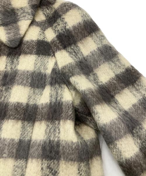 Aquascutum（アクアスキュータム）Aquascutum (アクアスキュータム) Tartan Wool Coat グレー×ベージュ サイズ:9Fの古着・服飾アイテム
