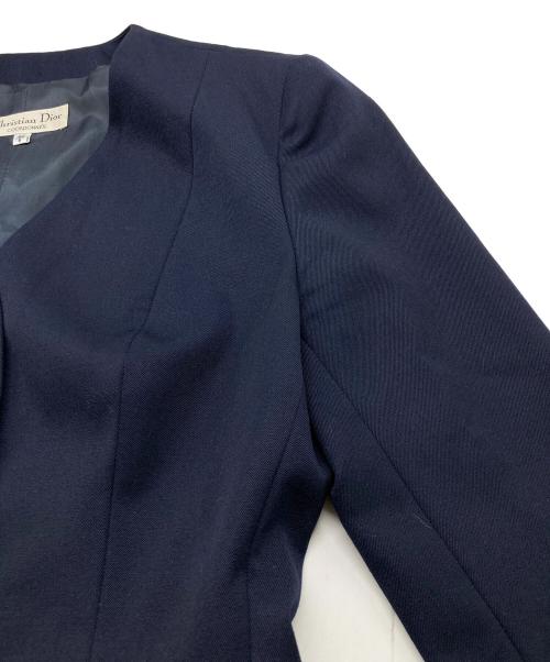 Christian Dior COORDONNEES（クリスチャン ディオール）Christian Dior coordonnees (クリスチャン ディオール) ノーカラージャケット ネイビー サイズ:40/6の古着・服飾アイテム