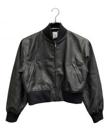 X-GIRL（エックスガール）の古着「DISTRESSED FAUX LEATHER COMPACT BLOUSON」｜ブラック