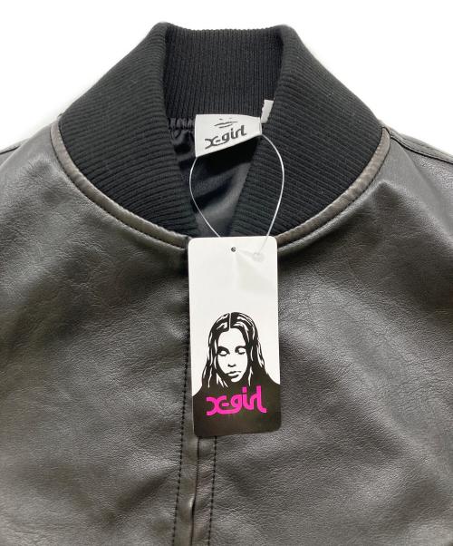 X-GIRL（エックスガール）X-GIRL (エックスガール) DISTRESSED FAUX LEATHER COMPACT BLOUSON ブラック サイズ:O/S 未使用品の古着・服飾アイテム